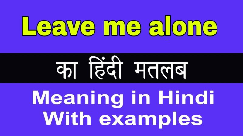 Leave Me Alone Meaning In Hindi